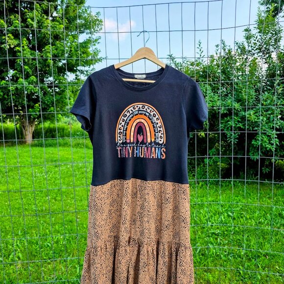 Upcycled It's A Good Day To Teach Tee Dress M - Picture 3 of 10